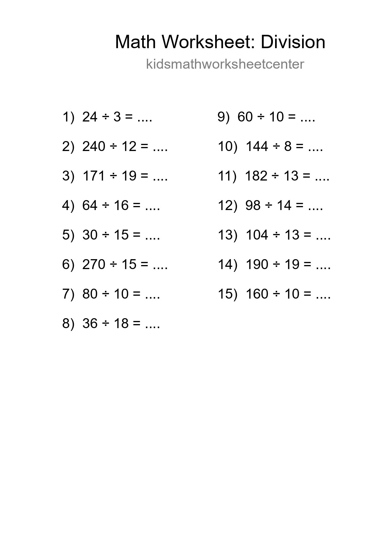 Free 15 Division Math Worksheet For Grade 2 - Part 37