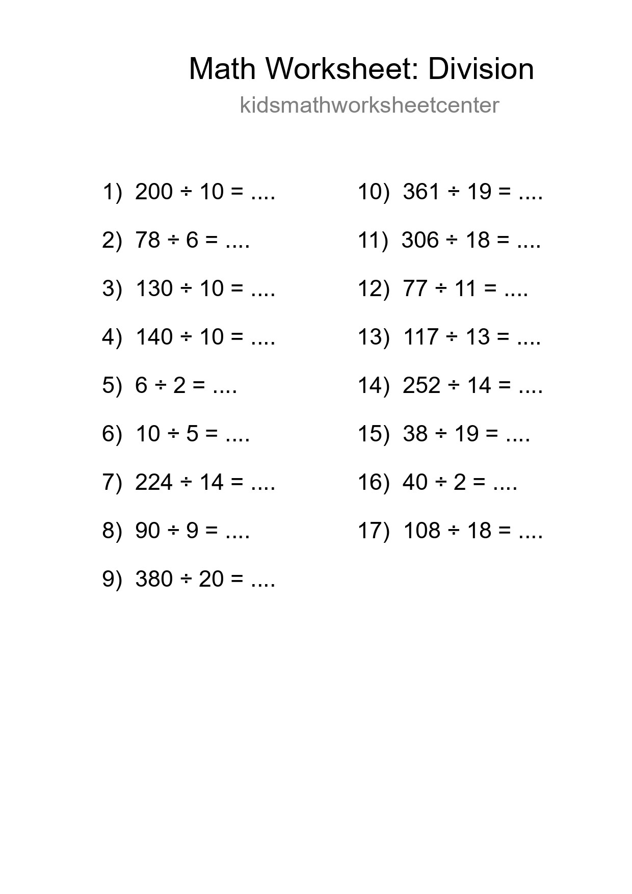 Free 17 Division Math Worksheet For Grade 2 With Answers - Part 59