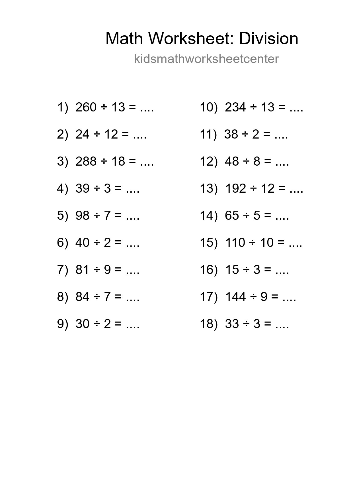 Free 18 Division Math Worksheet For Grade 2 With Answers - Part 92