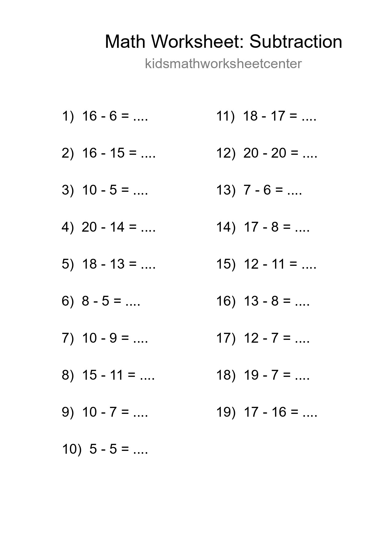 Free 19 Subtraction Math Worksheet For Grade 2 - Part 107