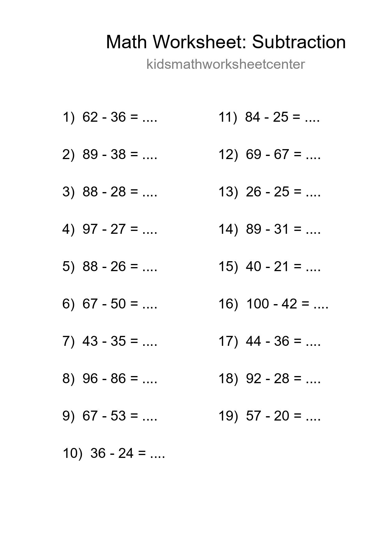 Free 19 Subtraction Math Worksheet For Grade 3 With Answers - Part 74