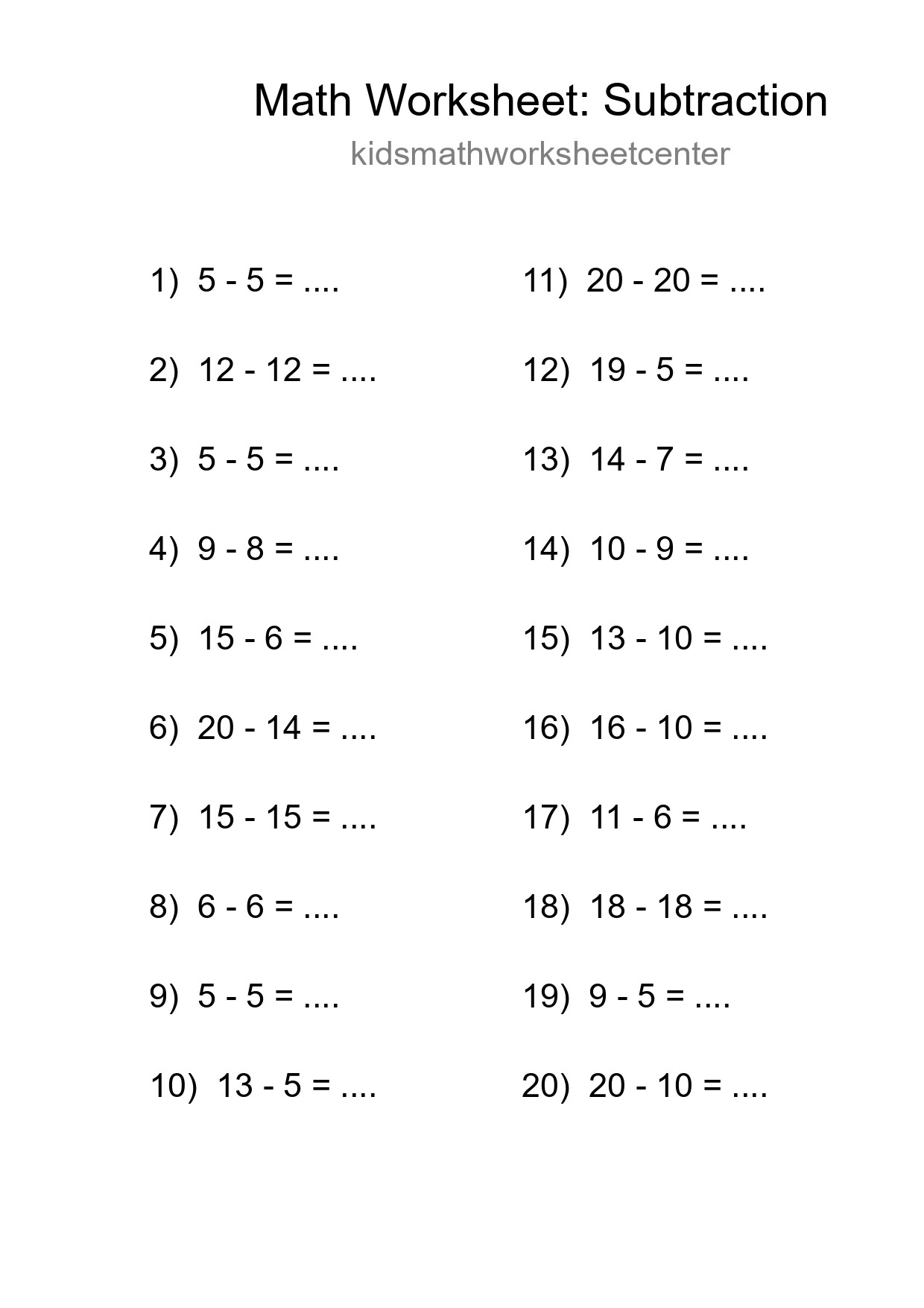 Free 20 Subtraction Math Worksheet For Grade 2 With Answers - Part 217