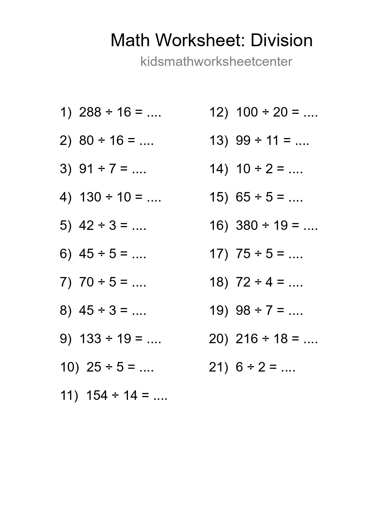 Free 21 Division Math Worksheet For Grade 2 With Answers - Part 70