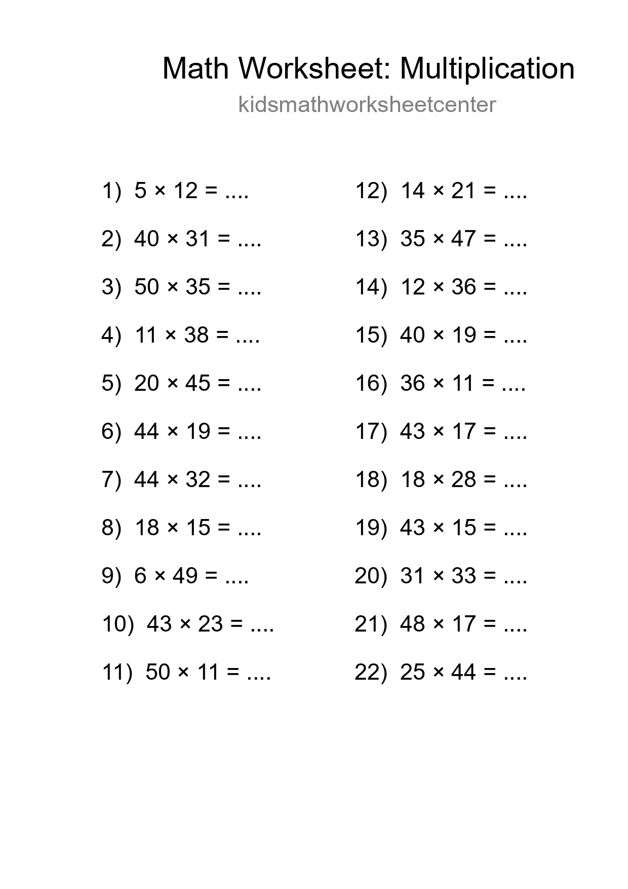 Free 22 Multiplication Math Worksheet For Grade 2 - Part 73
