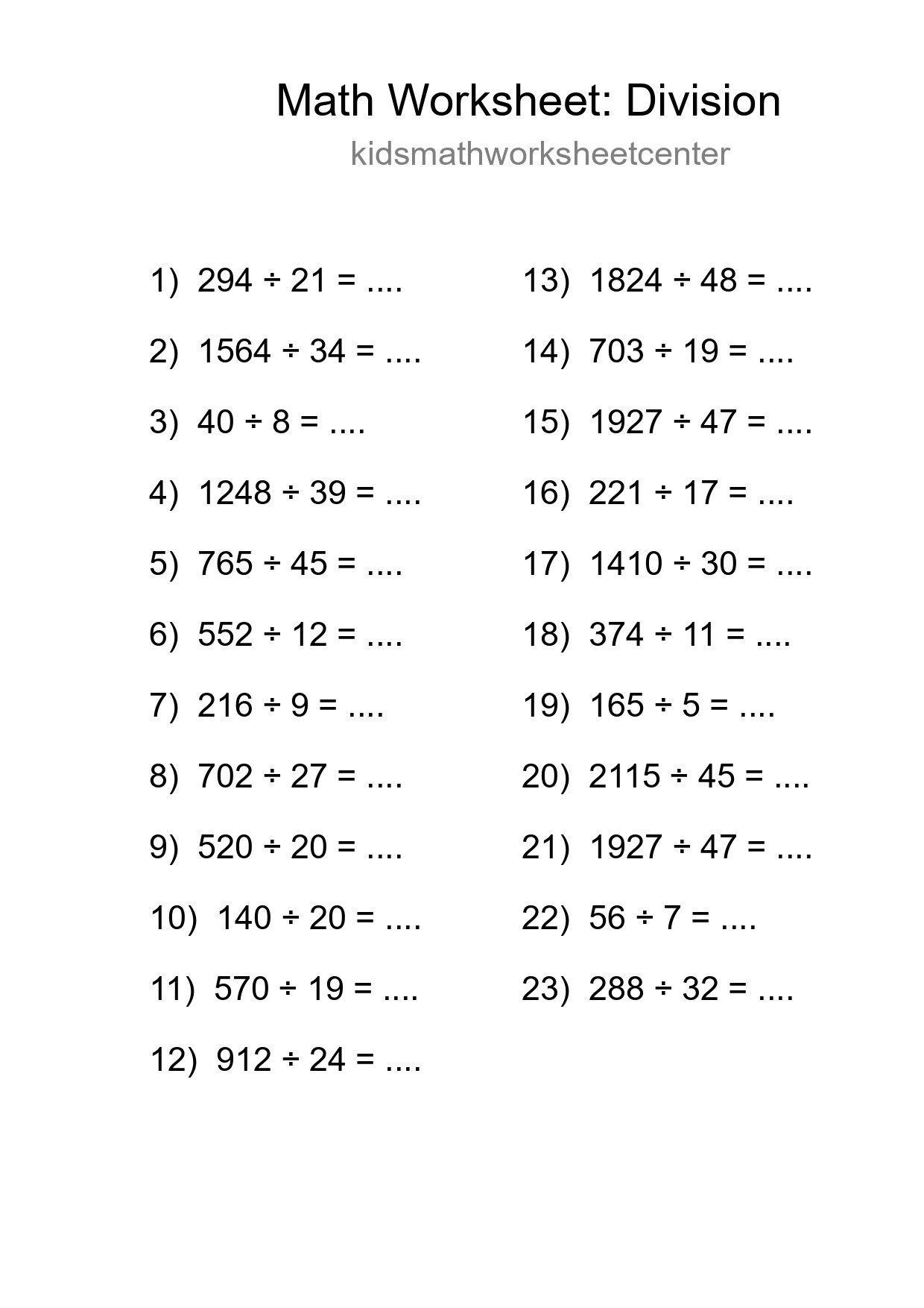 Free 23 Division Math Worksheet For Grade 2 - Part 136