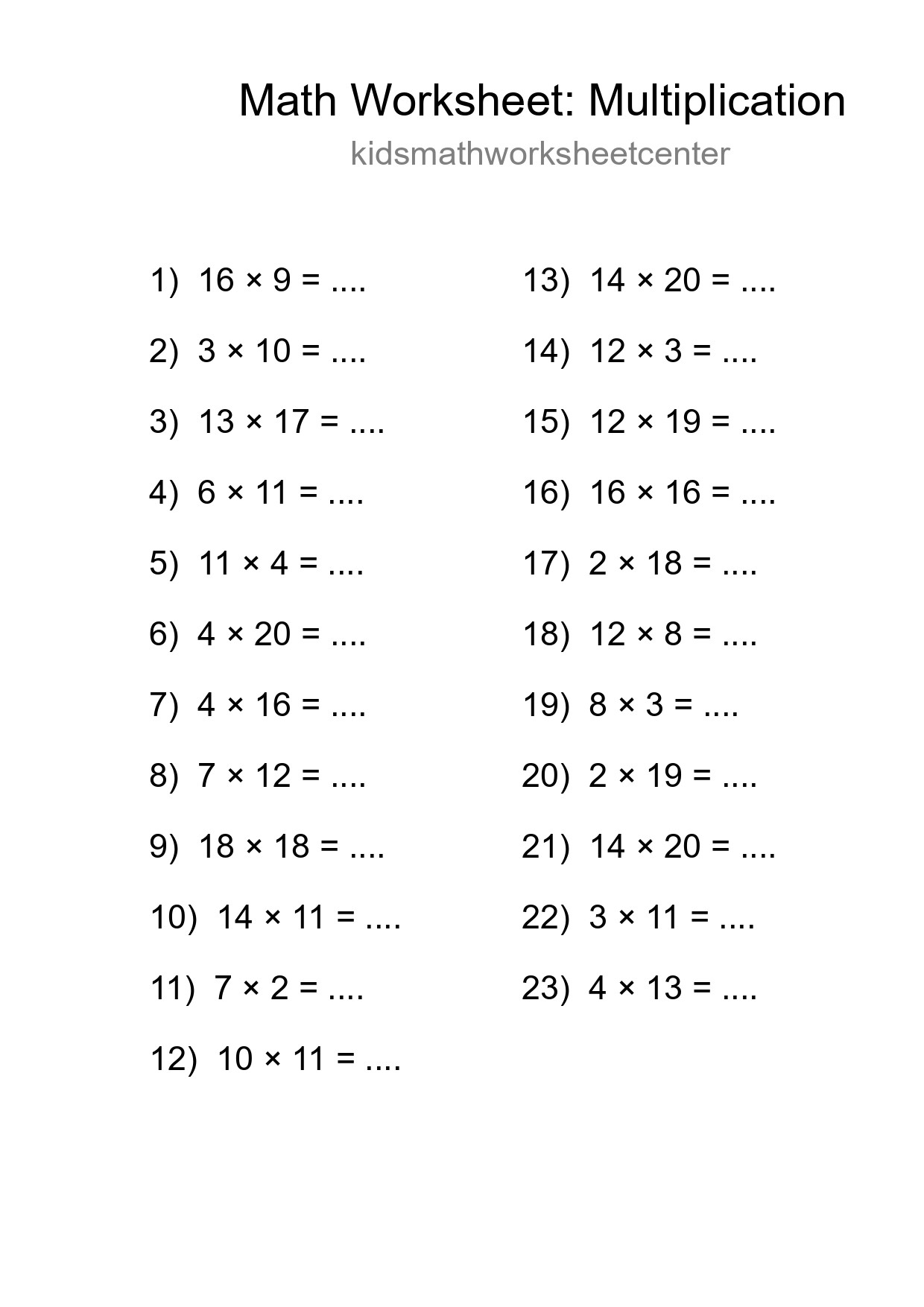Free 23 Multiplication Math Worksheet For Grade 2 - Part 150