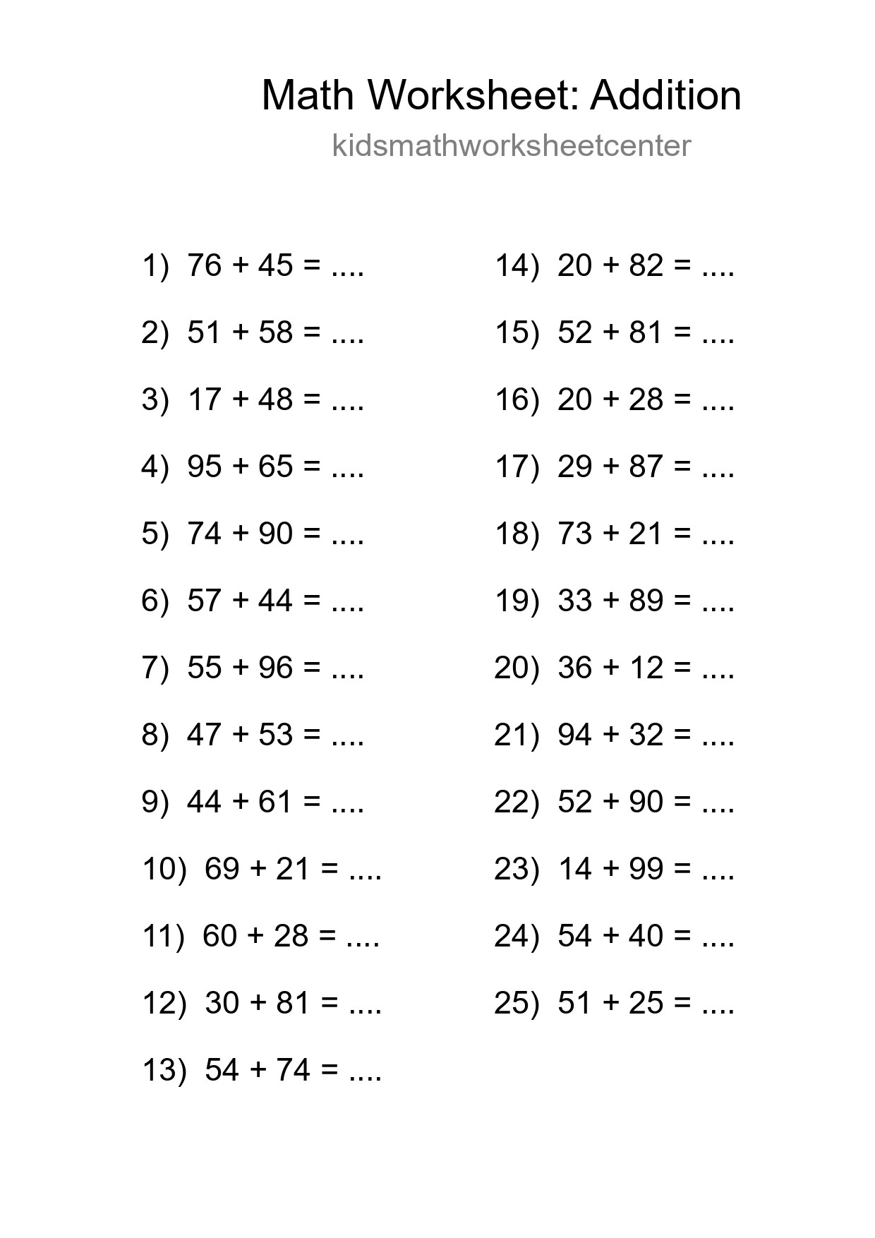 Free 25 Addition Math Worksheet For Grade 3 With Answers - Part 221