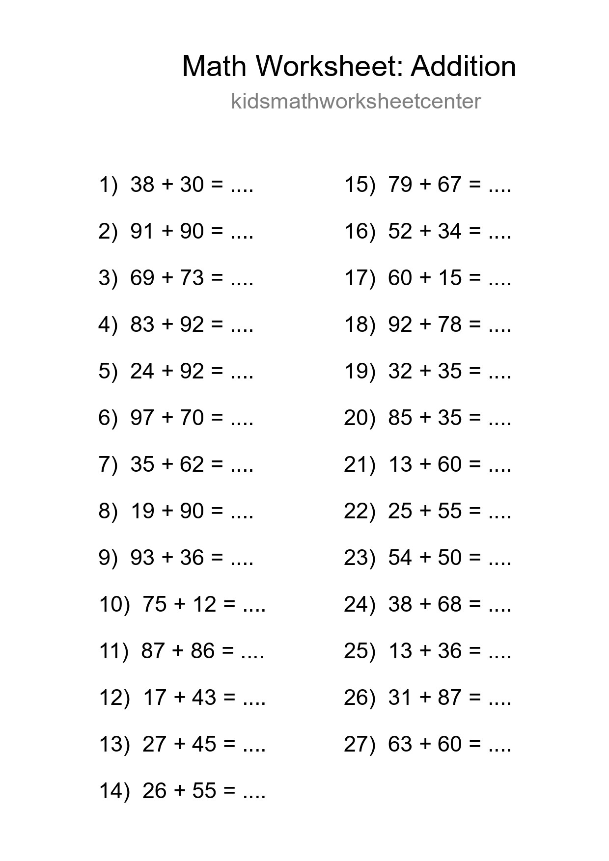 Free 27 Addition Math Worksheet For Grade 3 With Answers - Part 144