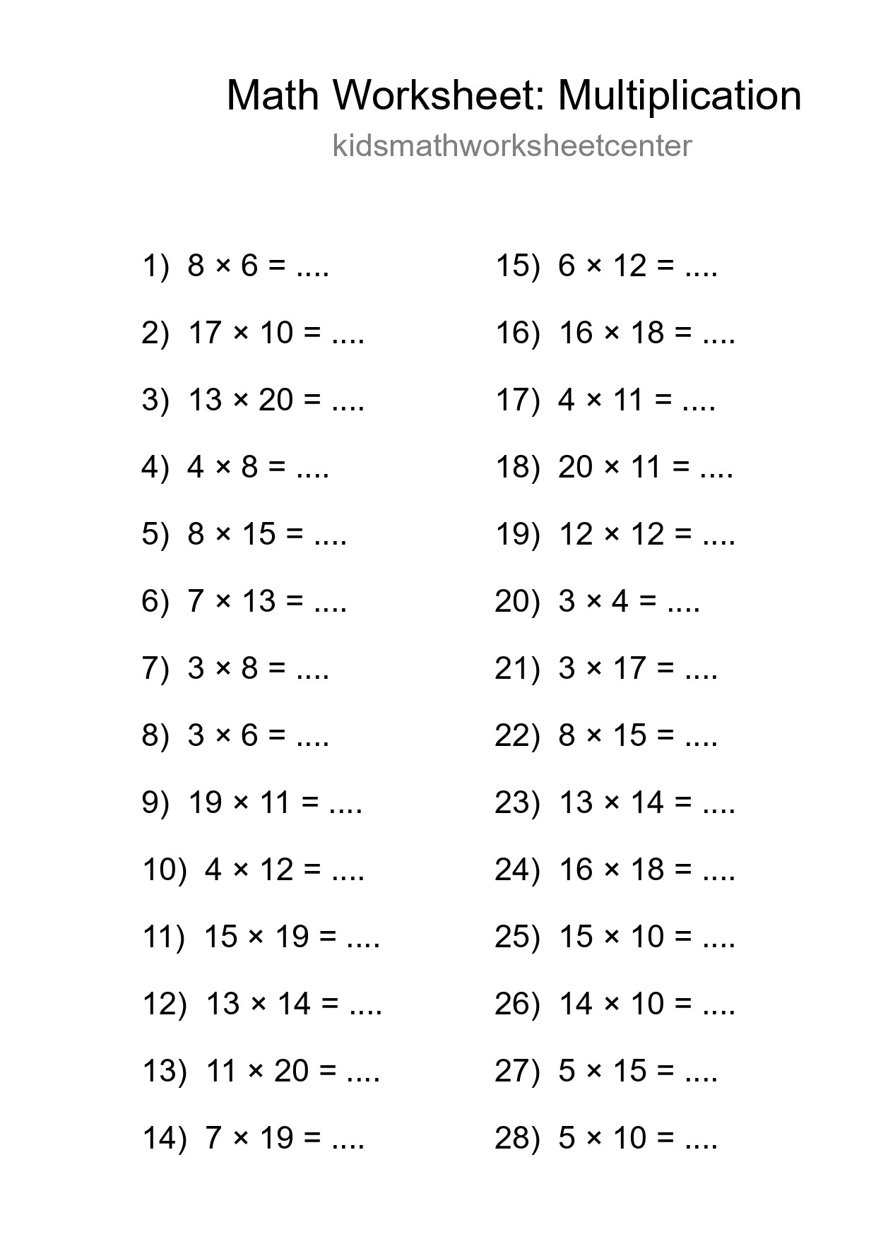 Free 28 Multiplication Math Worksheet For Grade 2 With Answers - Part 51
