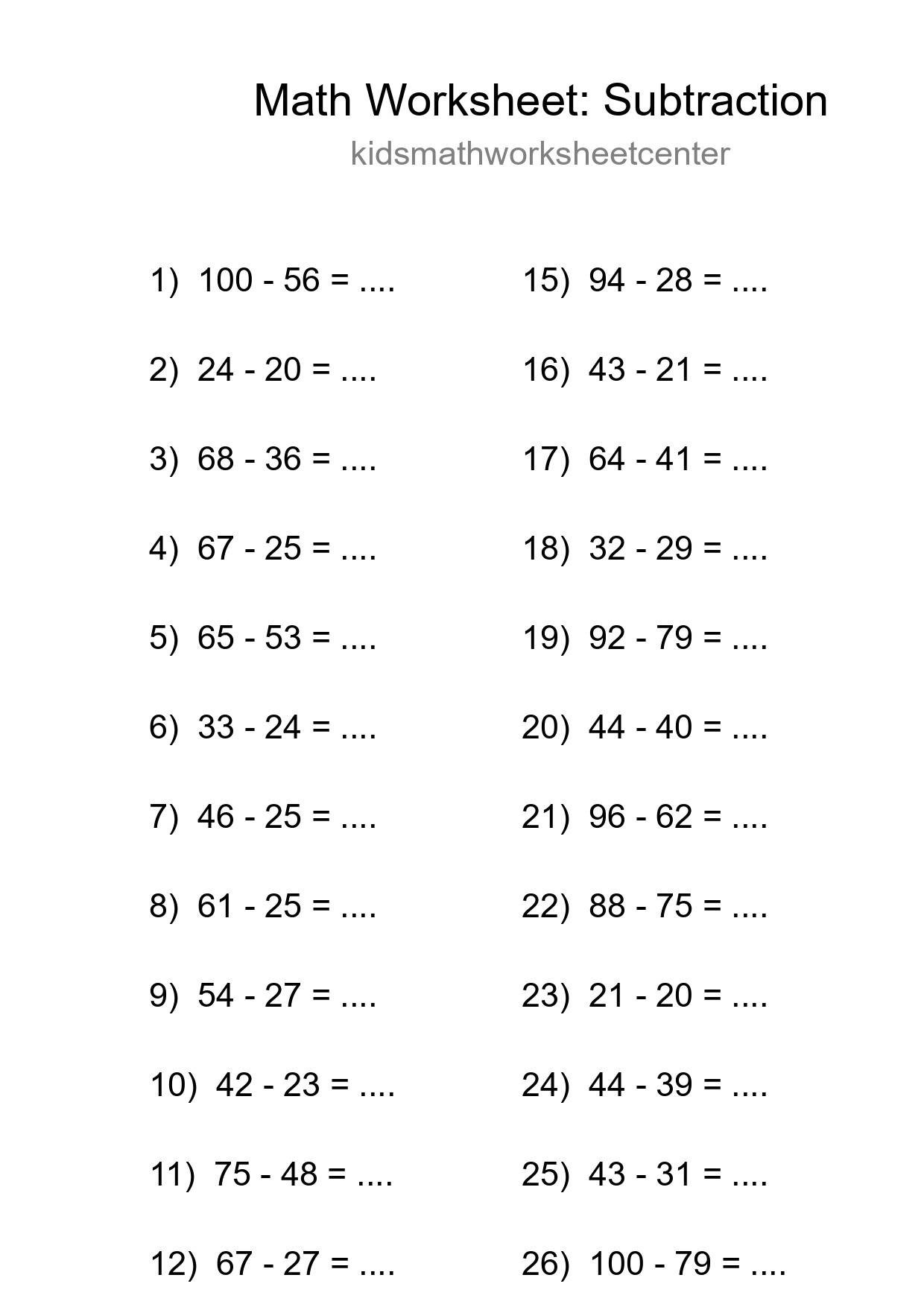 Free 28 Subtraction Math Worksheet For Grade 3 - Part 151