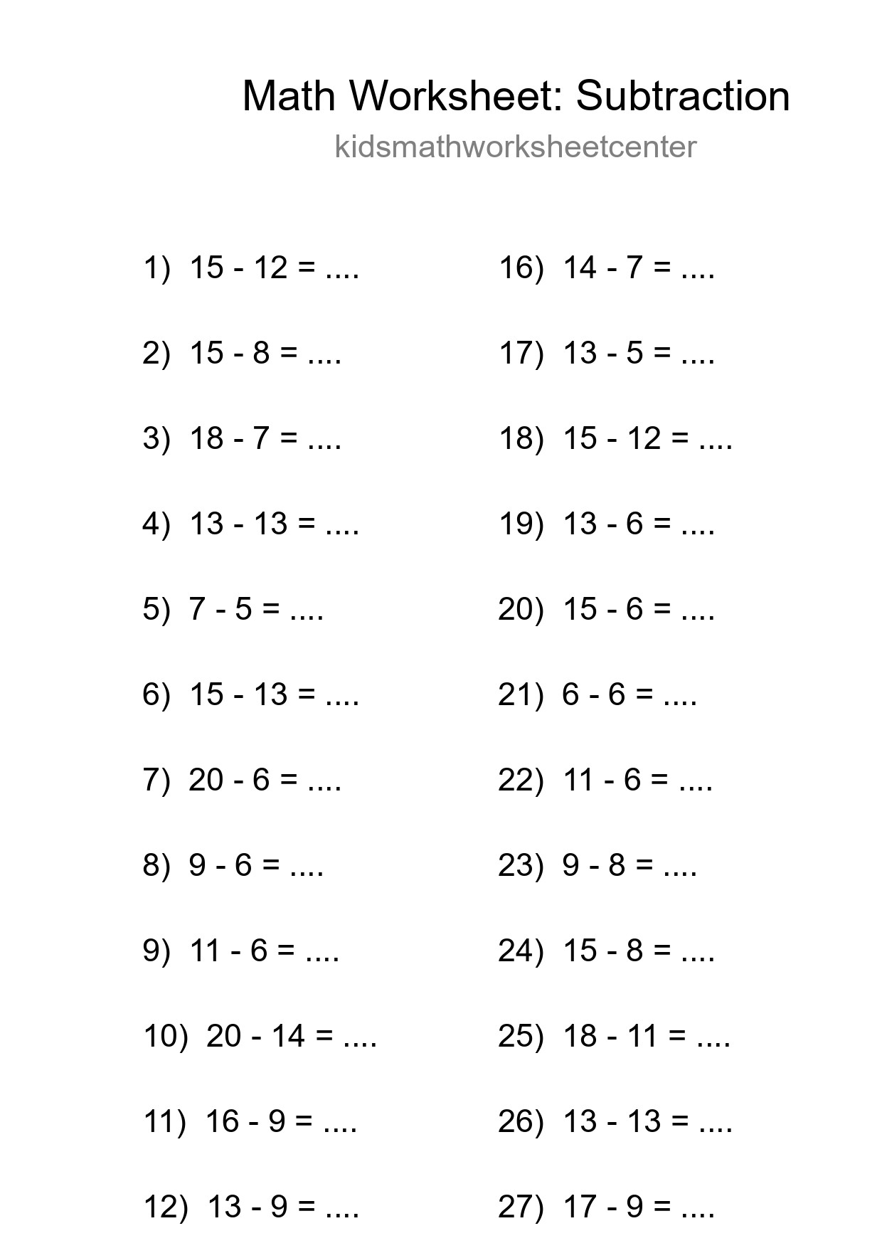 Free 30 Subtraction Math Worksheet For Grade 2 - Part 30