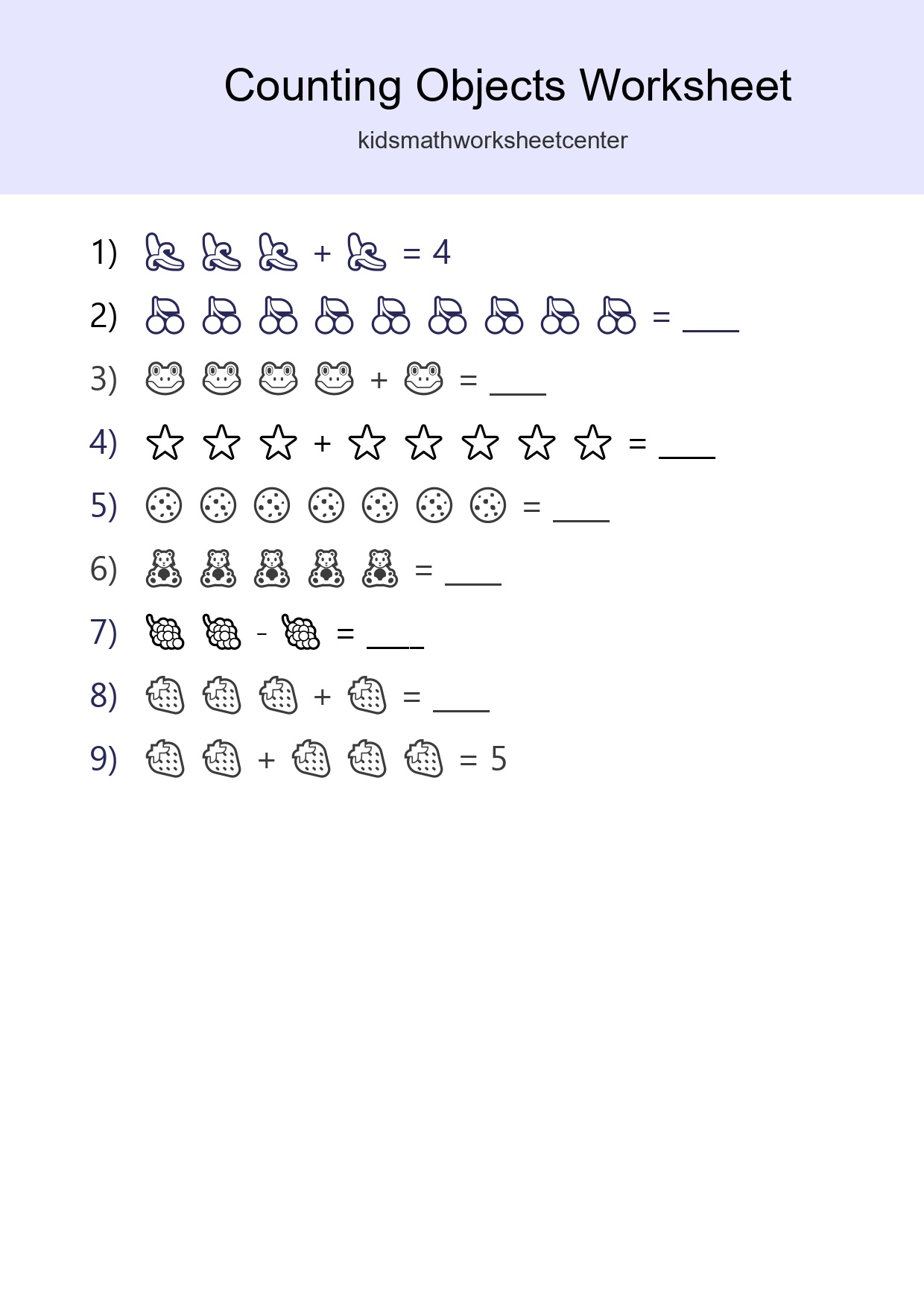 Free Counting Objects Worksheet For Kindergarten Printable - Part 124