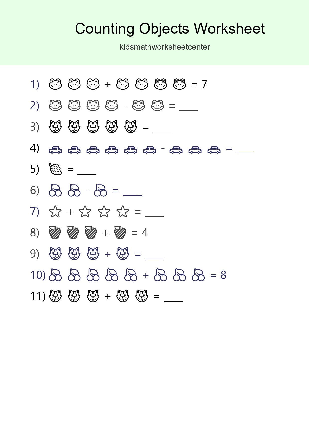 Free Counting Objects Worksheet For Kindergarten Printable - Part 278