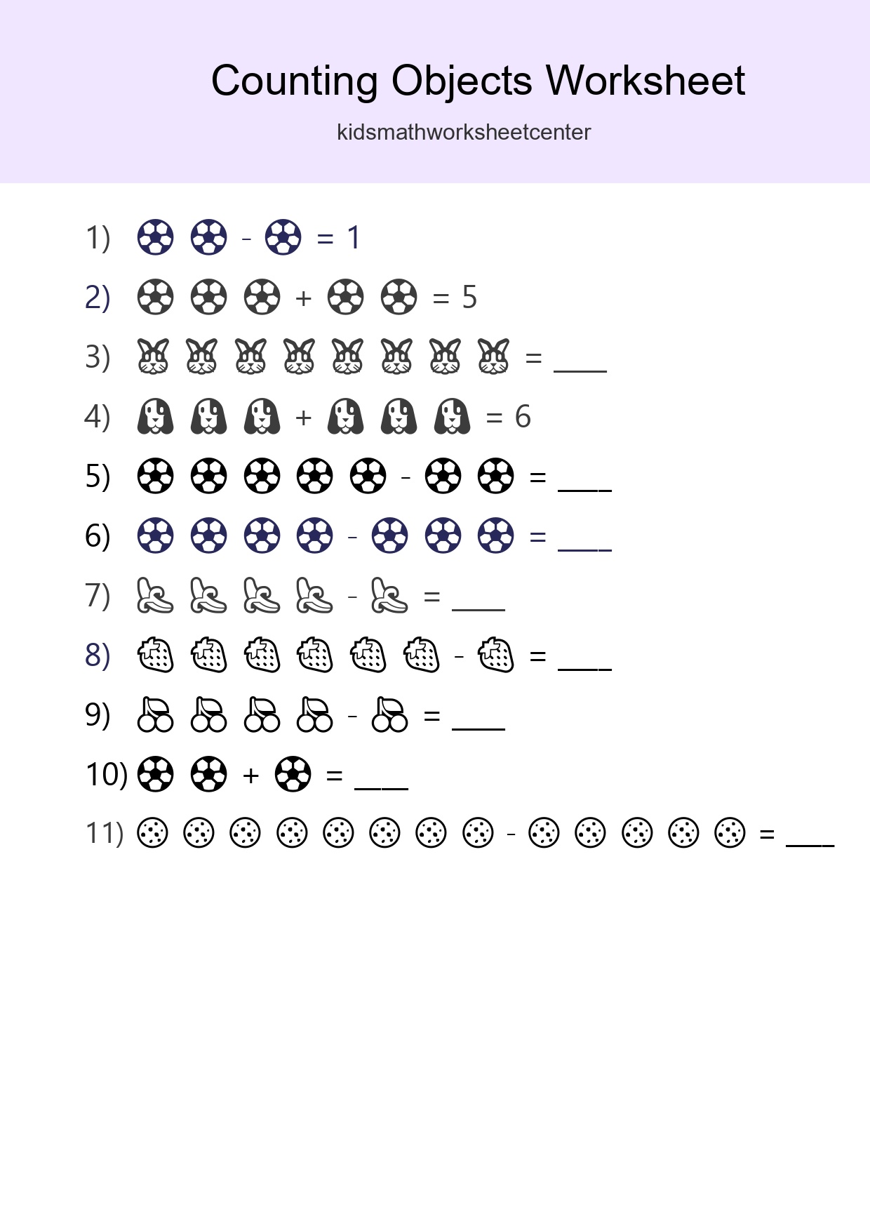 Free Counting Objects Worksheet For Kindergarten Printable - Part 36