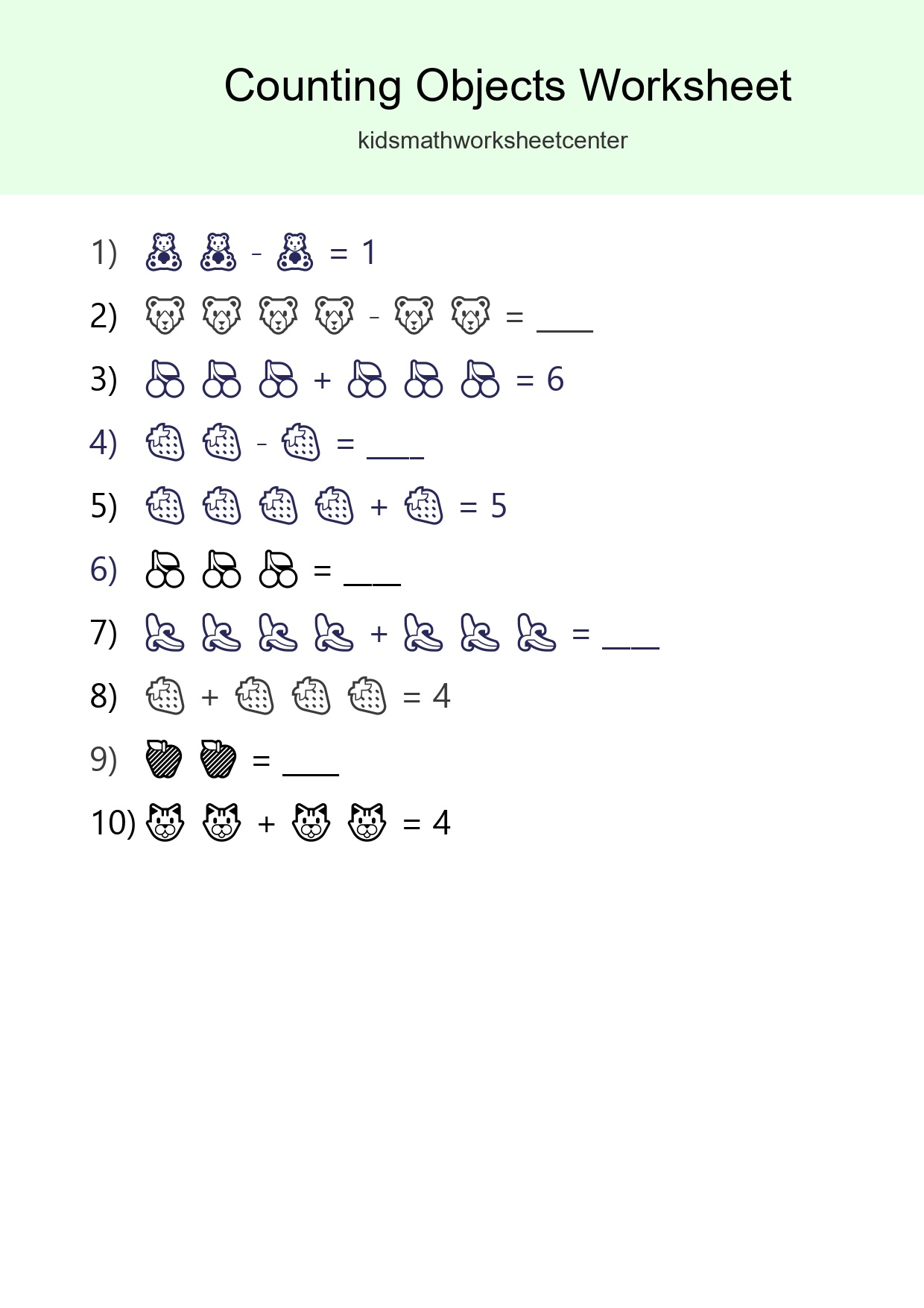 Free Counting Objects Worksheet For Kindergarten Printable - Part 69