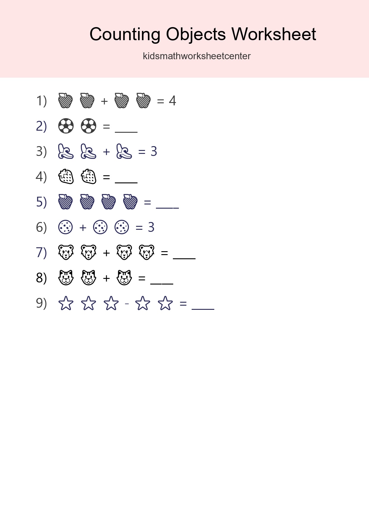Free Counting Objects Worksheet For Pre-K - Part 223