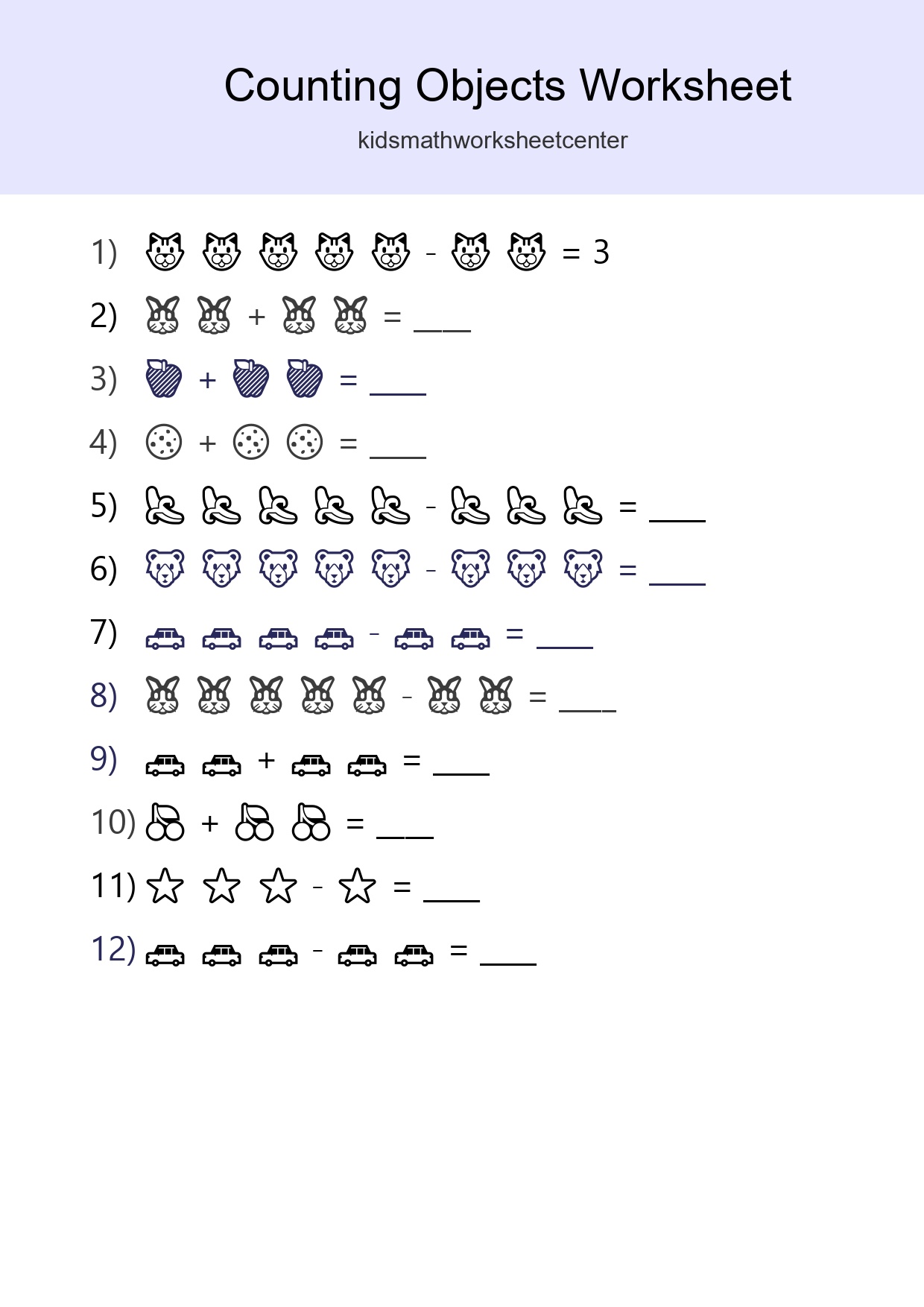 Free Counting Objects Worksheet For Pre-K Printable - Part 135