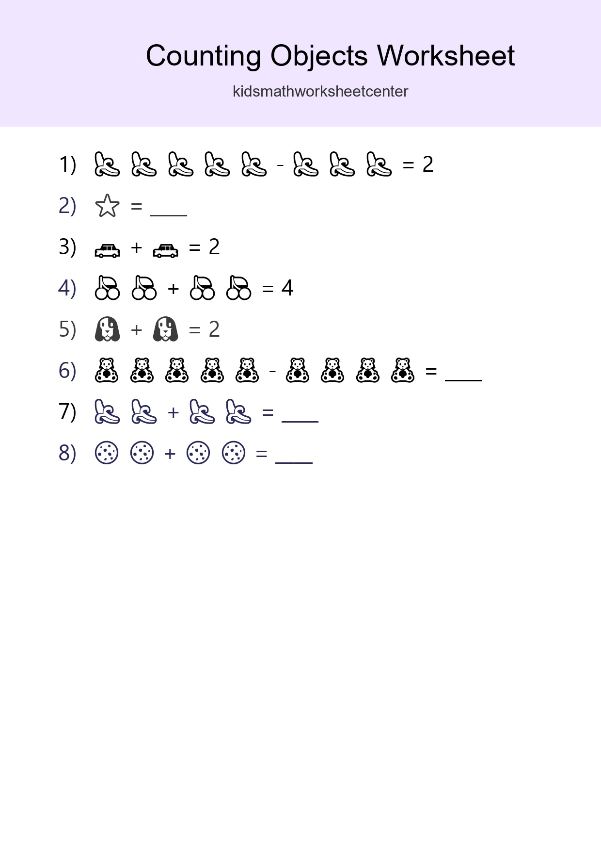 Free Counting Objects Worksheet For Pre-K Printable - Part 168