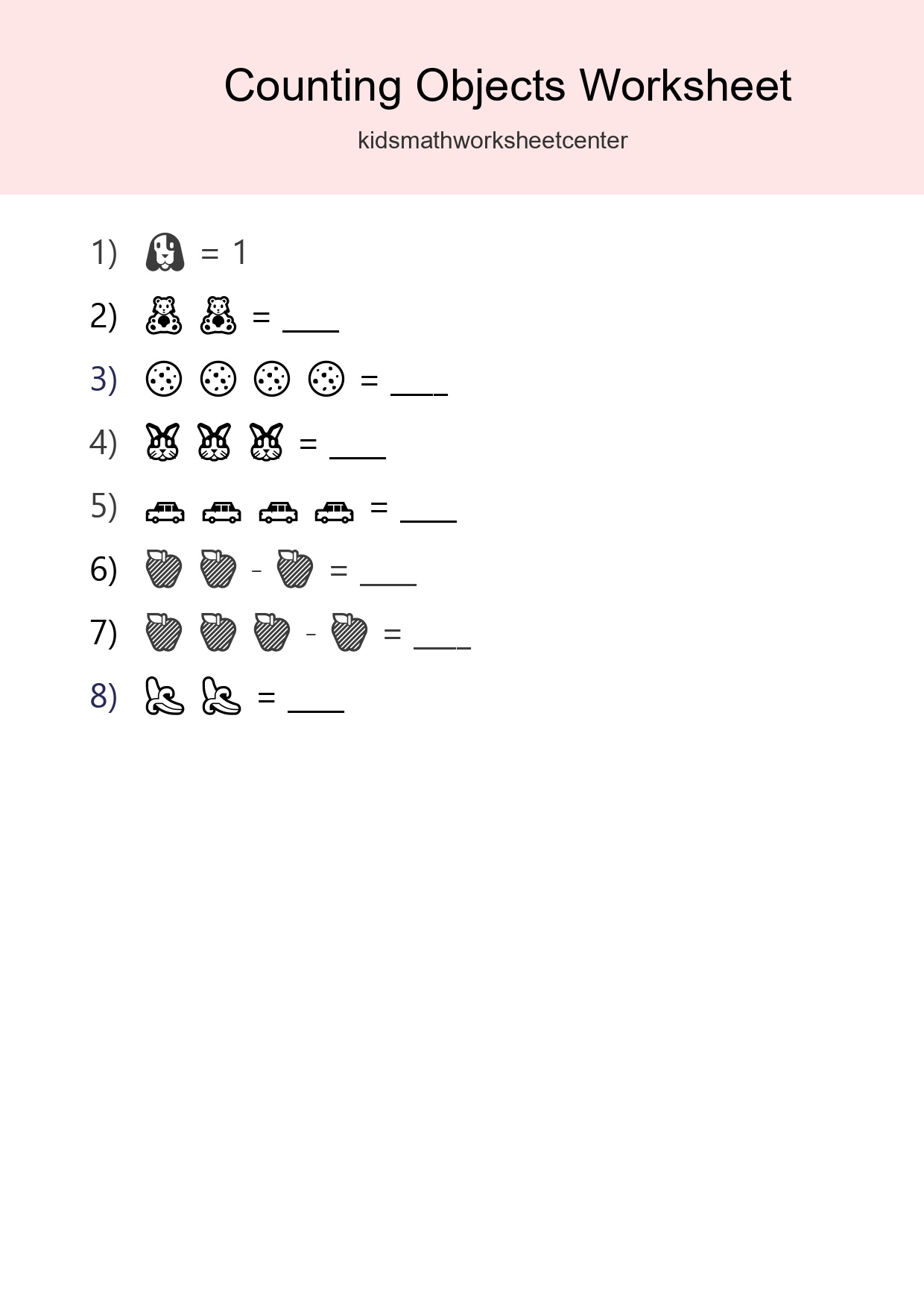 Free Counting Objects Worksheet For Pre-K Printable - Part 212