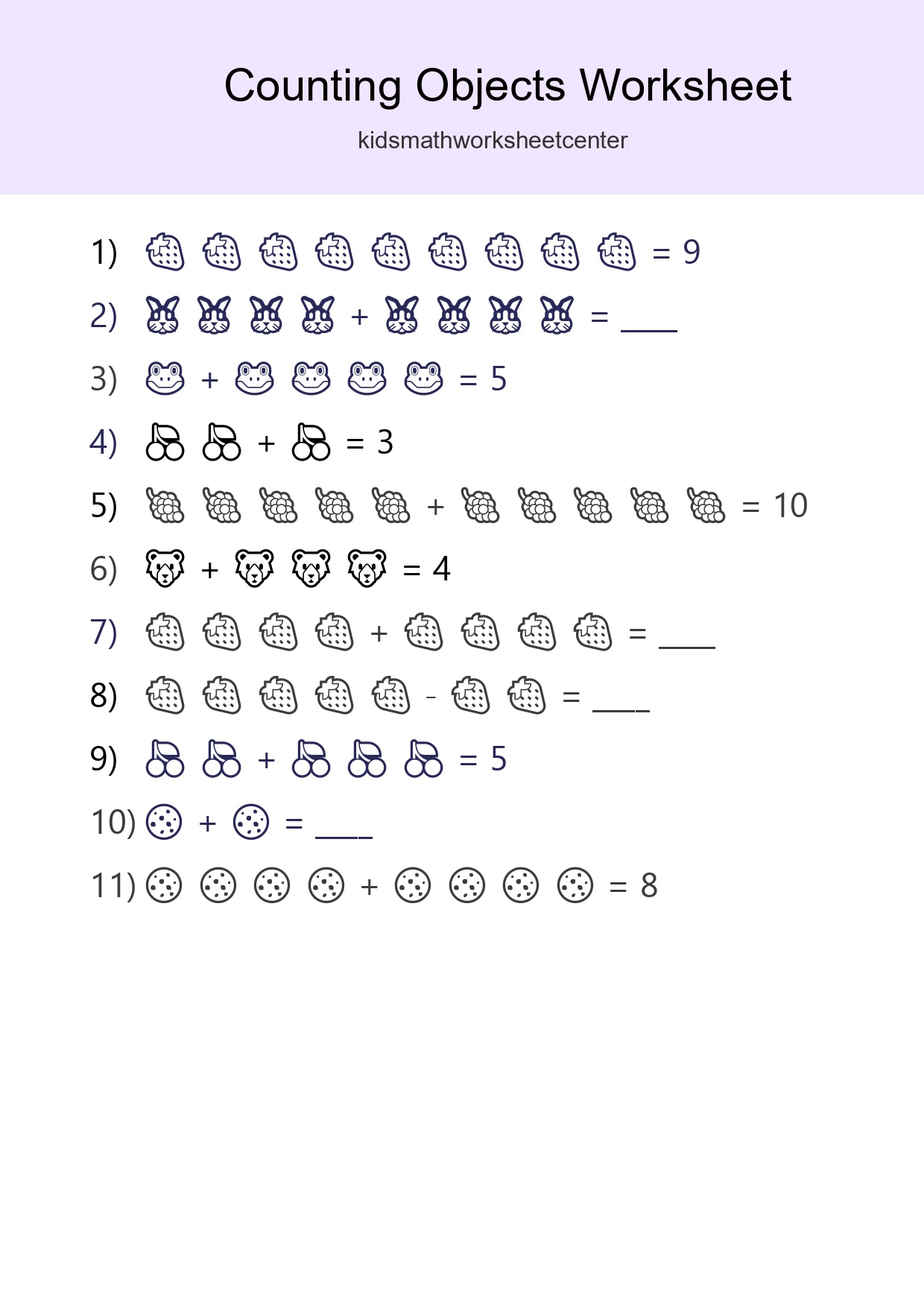 Kindergarten Count The Objects Worksheet - Part 201