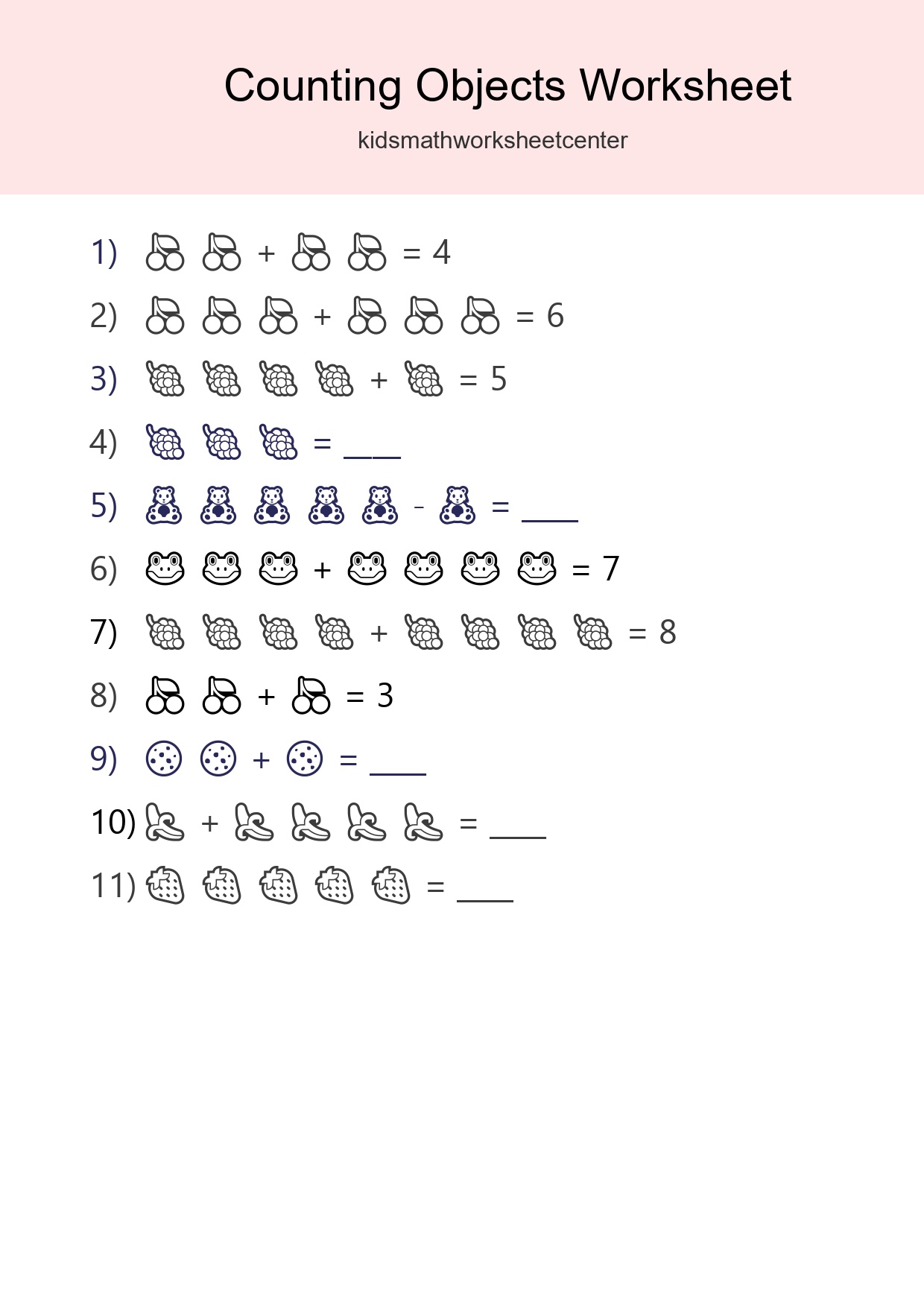 Kindergarten Count The Objects Worksheet - Part 267