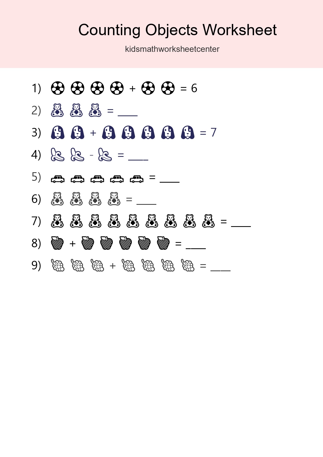 Kindergarten Count The Objects Worksheet - Part 58