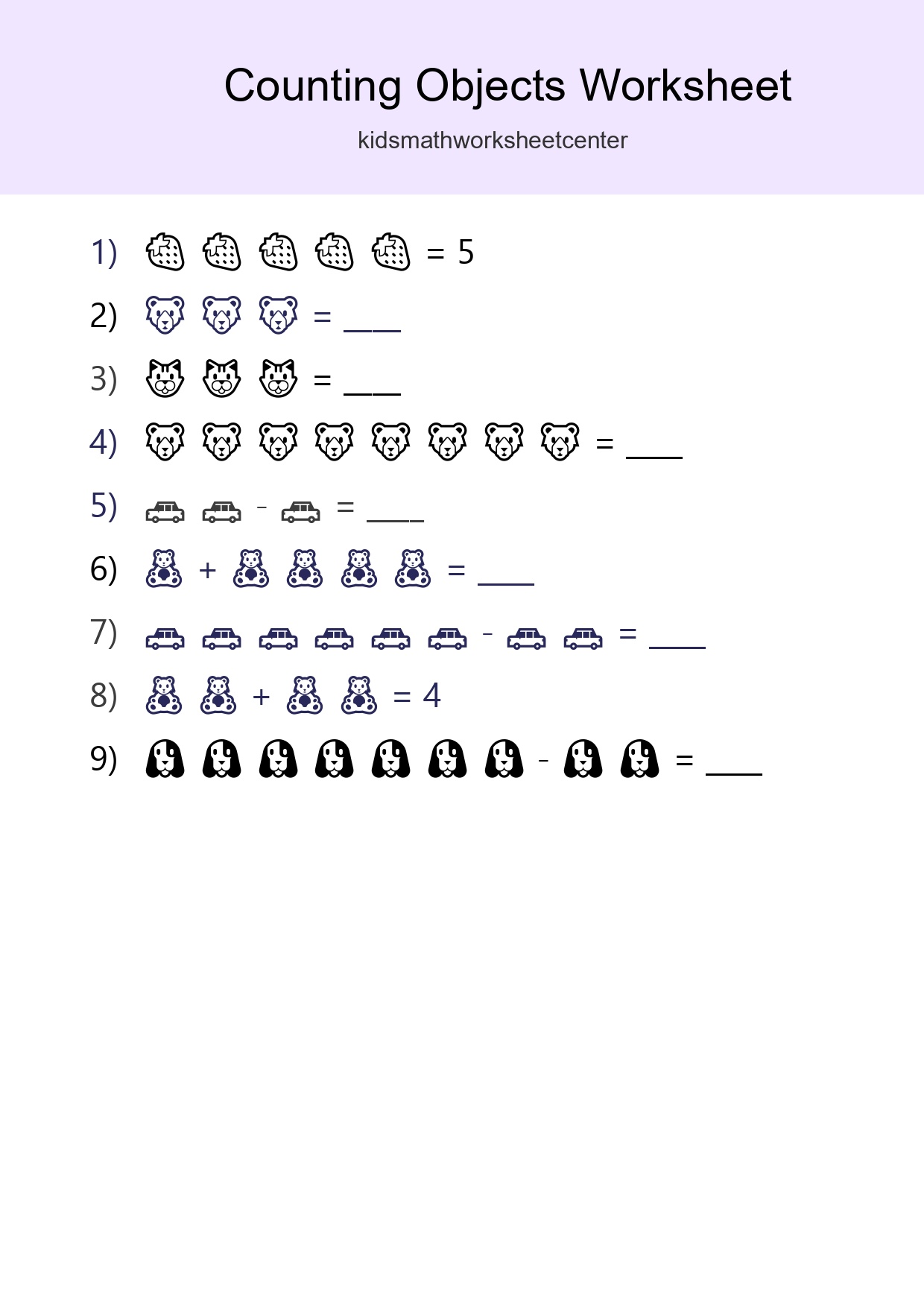 Kindergarten Count The Objects Worksheet - Part 80