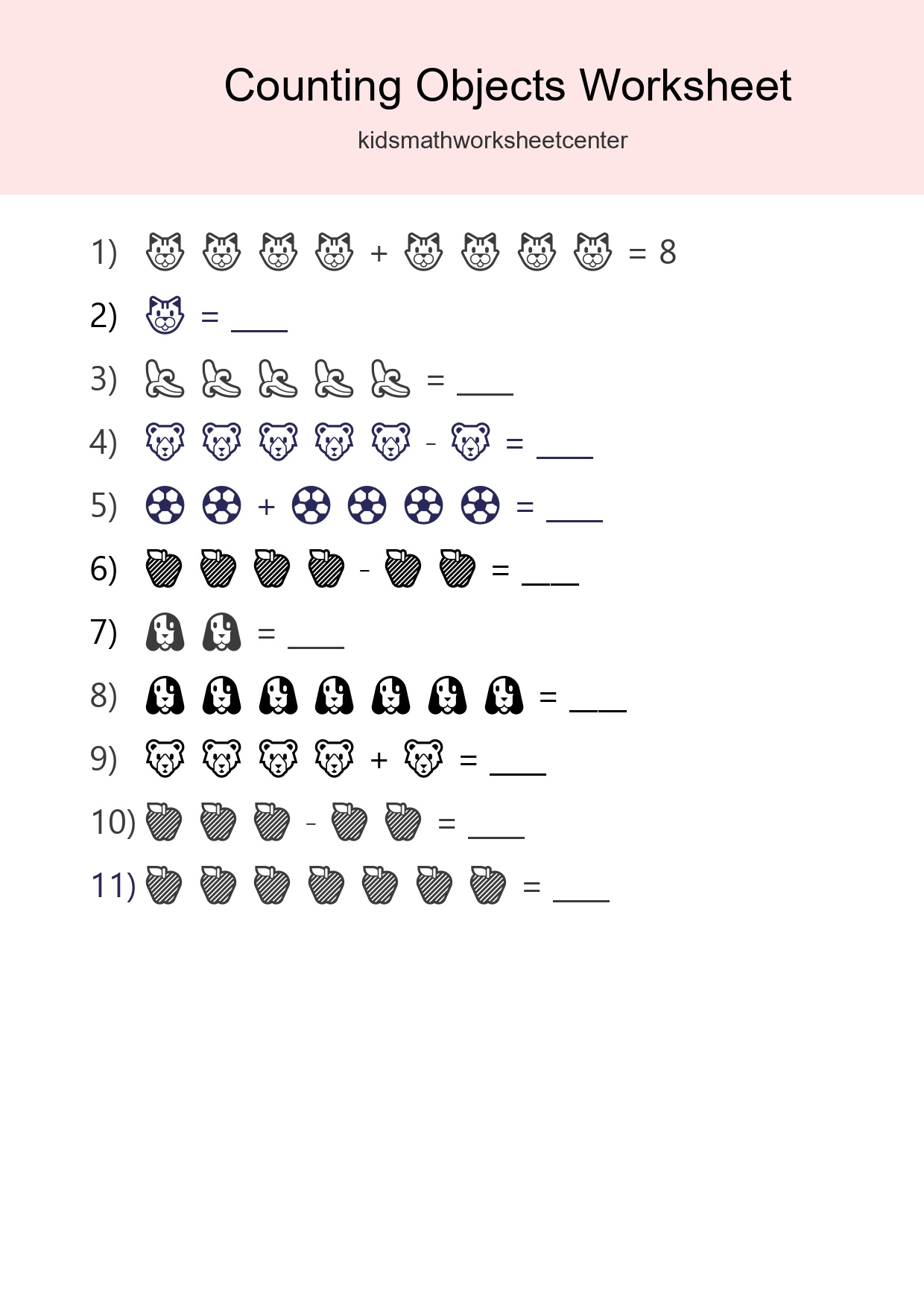 Learn Counting With Pictures Worksheet (Kindergarten) - Part 190
