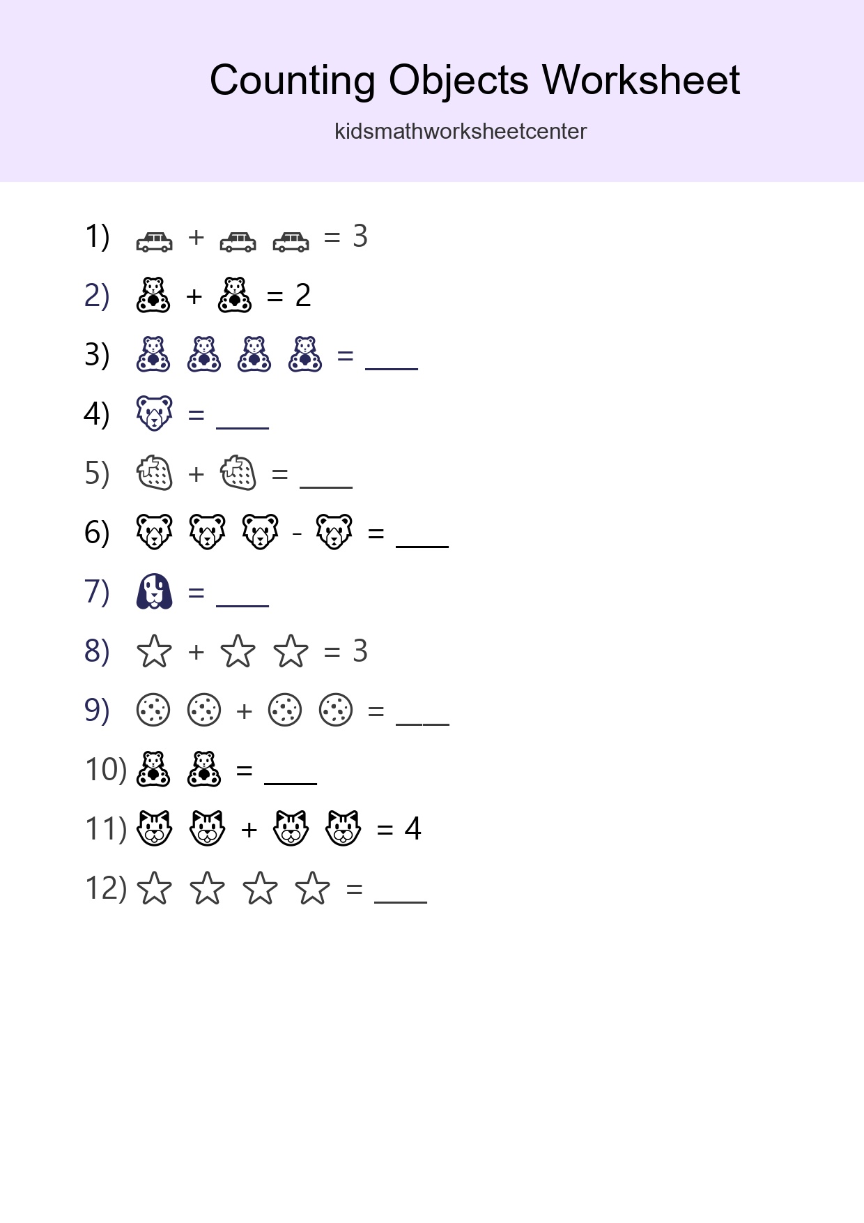 Pre-K Count The Objects Worksheet - Part 179