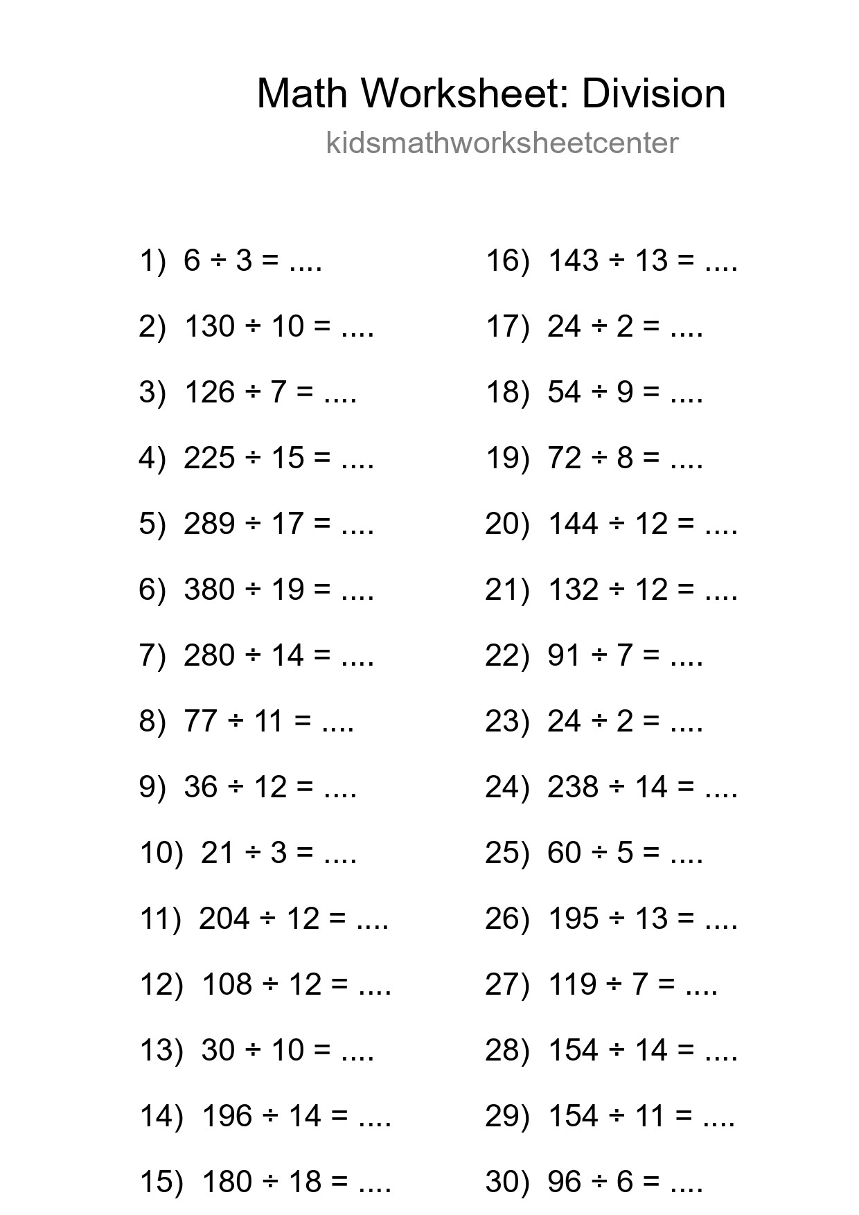 Printable Free 30 Division Math Worksheet For Grade 2 - Part 257